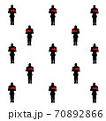 Seamless pattern Romantic Knight black silhouette with red flowers on white, vector eps 10 70892866