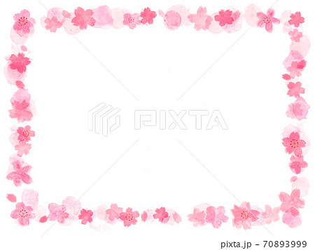 桜の花のピンク色の手描きフレーム 70893999