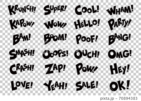 Character material expressing comic-style onomatopoeia and exclamation marks 70894383
