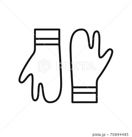 Three-fingered gloves icon. Neoprene gloves for diving. Three-fingered gloves icon. Neoprene gloves for diving. 70894485