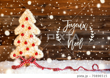 Fabric Christmas Tree, Ball, Snow, Joyeux Noel Means Merry Christmas, Snowflakes 70896515