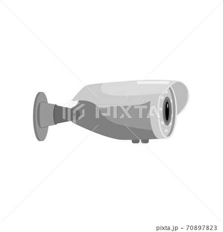 Oval gray security camera on a white background. Surveillance equipment for protection, security and surveillance, flat design style Oval gray security camera on a white background. Surveillance equipment for protection, security and surveillance, flat design style 70897823