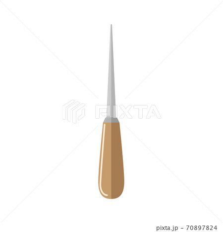 Awl shoemaker handle tool isolated on white background . Work equipment tailor industry. 70897824