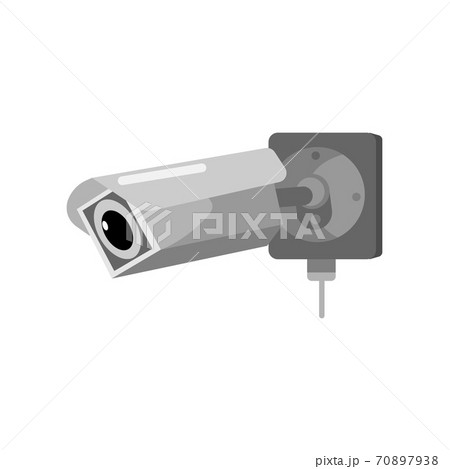 Rectangular CCTV camera on white backdrop. Equipment surveillance for protection, safety and watching in style flat design. Rectangular CCTV camera on white backdrop. Equipment surveillance for protection, safety and watching in style flat design. 70897938