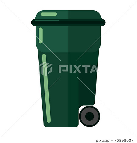 Green garbage can on white background isolated. Plastic bins for rubbish simple icon in flat style. Green garbage can on white background isolated. Plastic bins for rubbish simple icon in flat style. 70898007