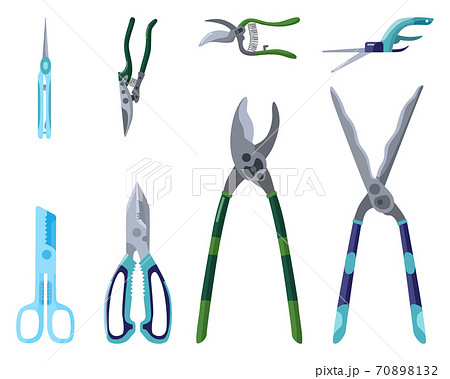 Set of professional garden tools for trimming and tree care on white background. Secateur in style flat isolated . Set of professional garden tools for trimming and tree care on white background. Secateur in style flat isolated . 70898132