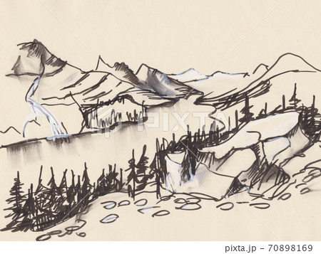panorama of high mountains and lake panorama of high mountains and lake 70898169