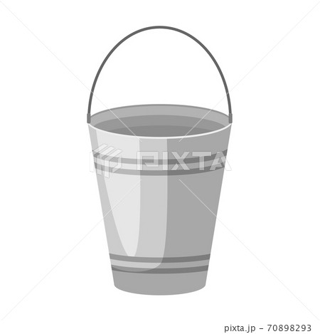 Metal bucket isolated on white background. Silver aluminum bucket 70898293