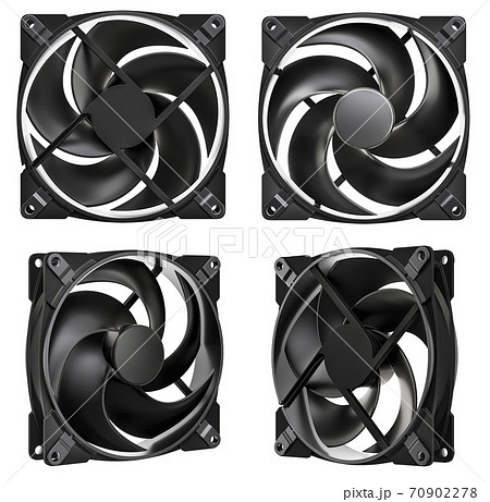 Computer Case Fan, front and side views. 3D rendering 70902278