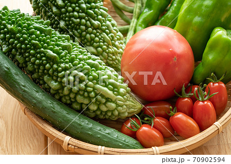 夏野菜の盛り合わせ 収穫 (7月) 家庭菜園 夏野菜の盛り合わせ 収穫 (7月) 家庭菜園 70902594