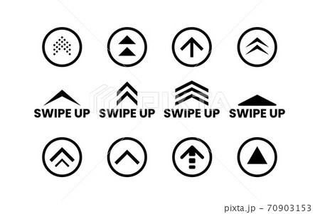 Swipe up set on white backdrop. Social media or application icons. Black buttons collection. Simple arrows and circles. Scroll web icons. Vector illustration Swipe up set on white backdrop. Social media or application icons. Black buttons collection. Simple arrows and circles. Scroll web icons. Vector illustration 70903153