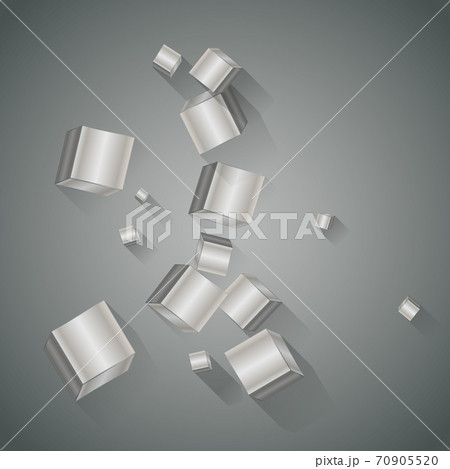 Metal cubes with long shadows on a metallic gray background Metal cubes with long shadows on a metallic gray background 70905520