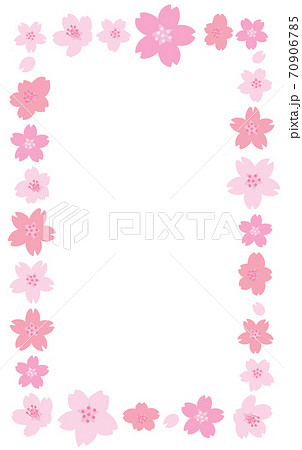春に満開に咲いた桜の縦フレームのイラスト素材