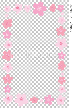 春に満開に咲いた桜の縦フレーム 70906785