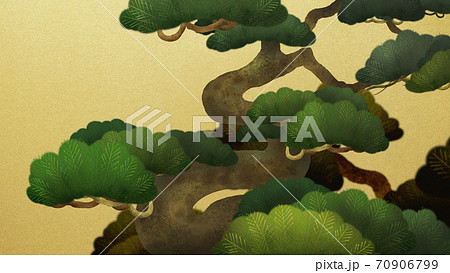 松と金箔の和風背景 - 複数のバリエーションがあります 70906799