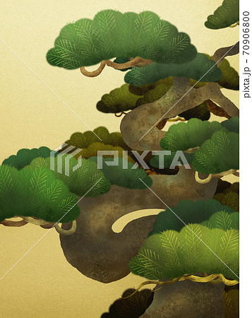 松と金箔の和風背景 複数のバリエーションがありますのイラスト素材