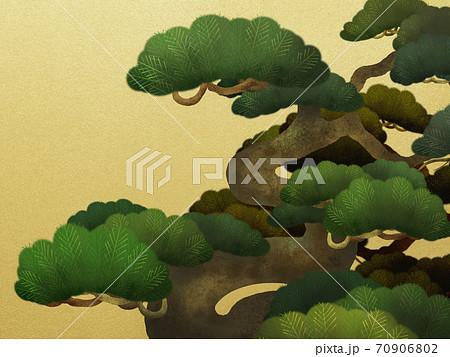 松と金箔の和風背景 複数のバリエーションがありますのイラスト素材