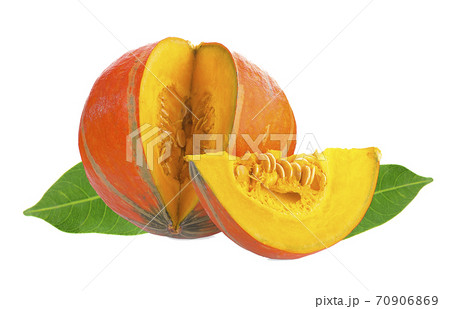 Slice of ripe orange pumpkin on a white background 70906869