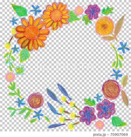 秋花蠟筆插圖花圈 70907069