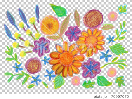 秋の花のクレヨンイラスト 70907070