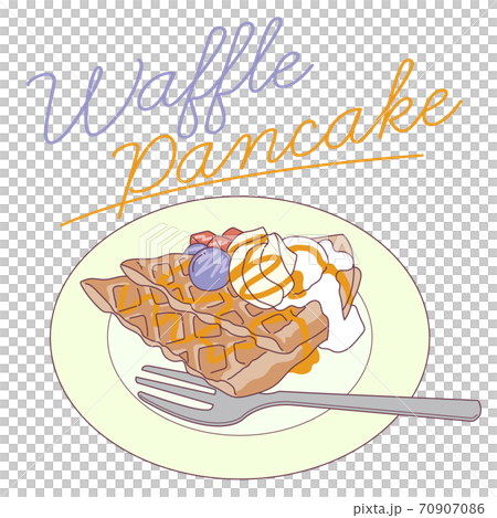 ワッフルパンケーキのイラスト 70907086