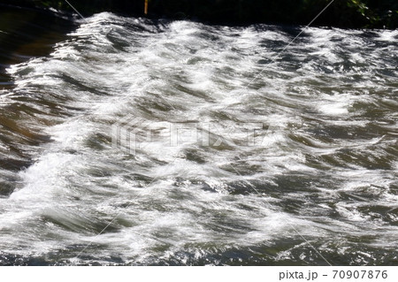 秋の風景：天の川水辺：葦の穂：清流の流れ 70907876