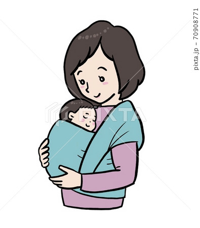 赤ちゃんを抱っこするお母さんのイラストのイラスト素材