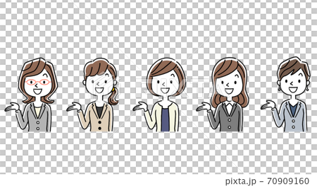 Illustration material: Business woman in a suit, introduction, guidance, set 70909160