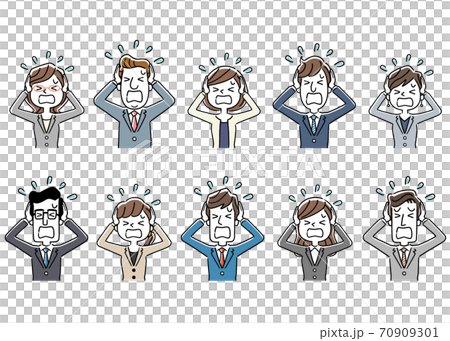 Illustration material: Men and women in suits, business, sets, panic Illustration material: Men and women in suits, business, sets, panic 70909301