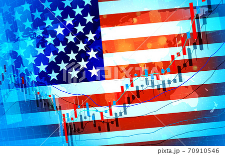 アメリカ経済グローバルマーケットの背景デザインチャート素材のイラスト素材