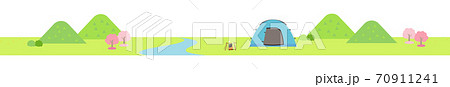 キャンプ風景のライン（春） 70911241