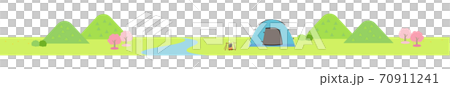 キャンプ風景のライン（春） 70911241