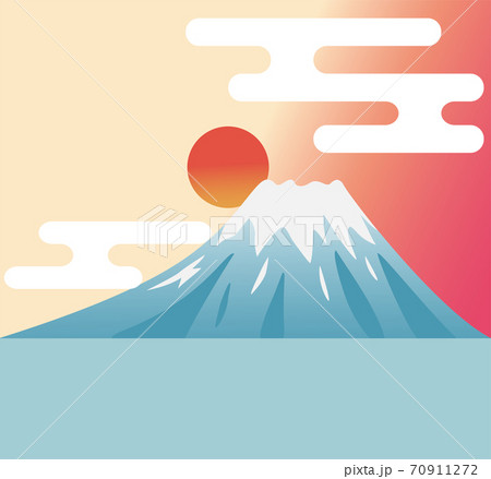 富士山からの日の出のイラスト素材