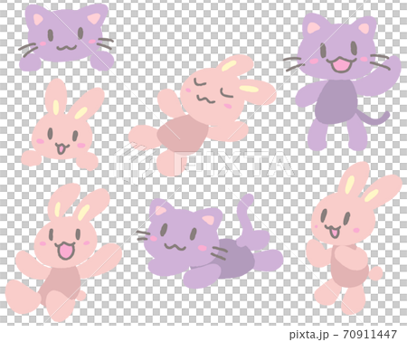 貓和兔子的姿勢集 70911447