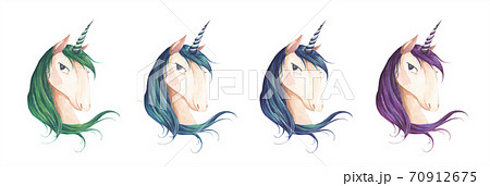 Set of unicorn head for children design. Set of unicorn head for children design. 70912675