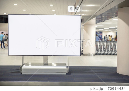 Digital Media blank advertising billboard in the airport , blank billboards public commercial with passengers, signboard for product advertisement design 70914484