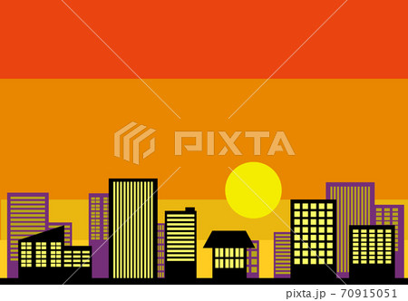街並み 背景素材 夕日のイラスト素材 街並み 背景素材 夕日のイラスト素材