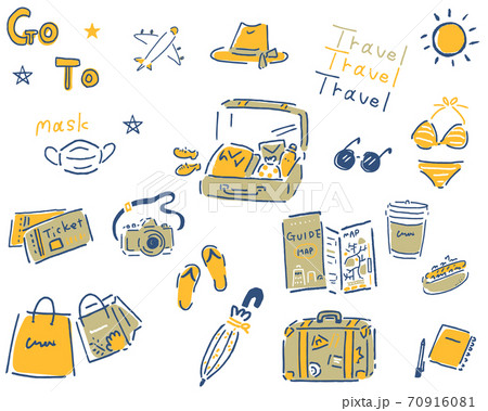 旅のイラストセット 3色 のイラスト素材