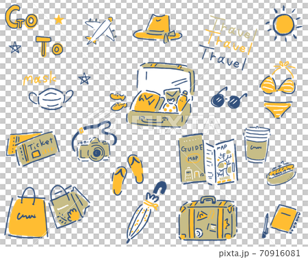 旅のイラストセット（3色） 70916081