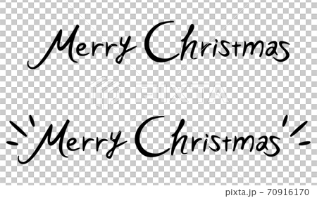 メリークリスマスのロゴマーク　レタリング　タイポグラフィ　手描き風筆記体　モノクロ 70916170