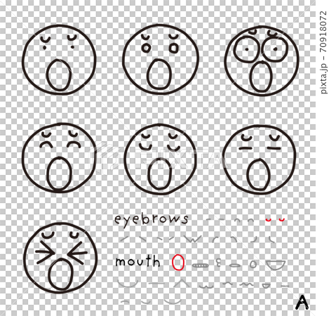 手描き表情アイコン そり返り眉 A大口をあけるのイラスト素材
