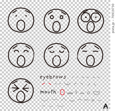 手描き表情アイコン ハの字眉 A大口をあけるのイラスト素材