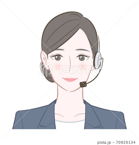 ヘッドセットを身につけたスーツ姿の女性のイラストのイラスト素材