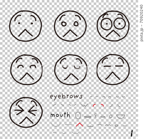 手描き表情アイコン 垂れ下がり眉 I大きなへの字口のイラスト素材