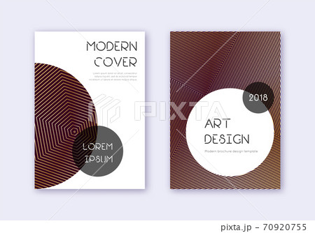 Trendy cover design template set. Gold abstract li 70920755