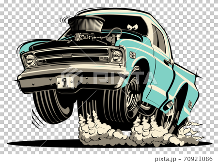 Cartoon retro hot rod isolated on white background 70921086