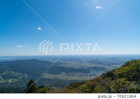 筑波山コマ展望台からの景色の写真素材