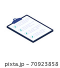 Isometric checklist vector illustration. Pad with sheets of paper and a list of tasks with checkboxes that are checked with a green check mark. 70923858