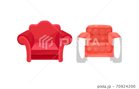 Soft Armchair with Armrests as Room Furniture Vector Set Soft Armchair with Armrests as Room Furniture Vector Set 70924200