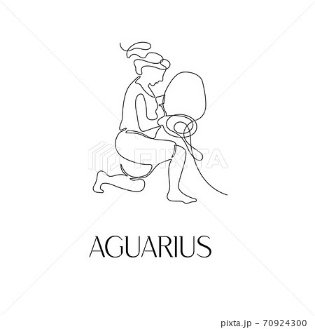Zodiac sign Aquarius. One line. Vector illustration in the style of minimalism. 70924300